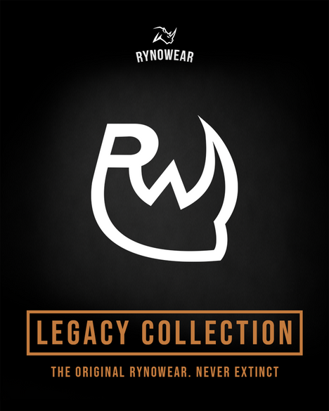 Rynowear Legacy Logo and Collection text on a black background