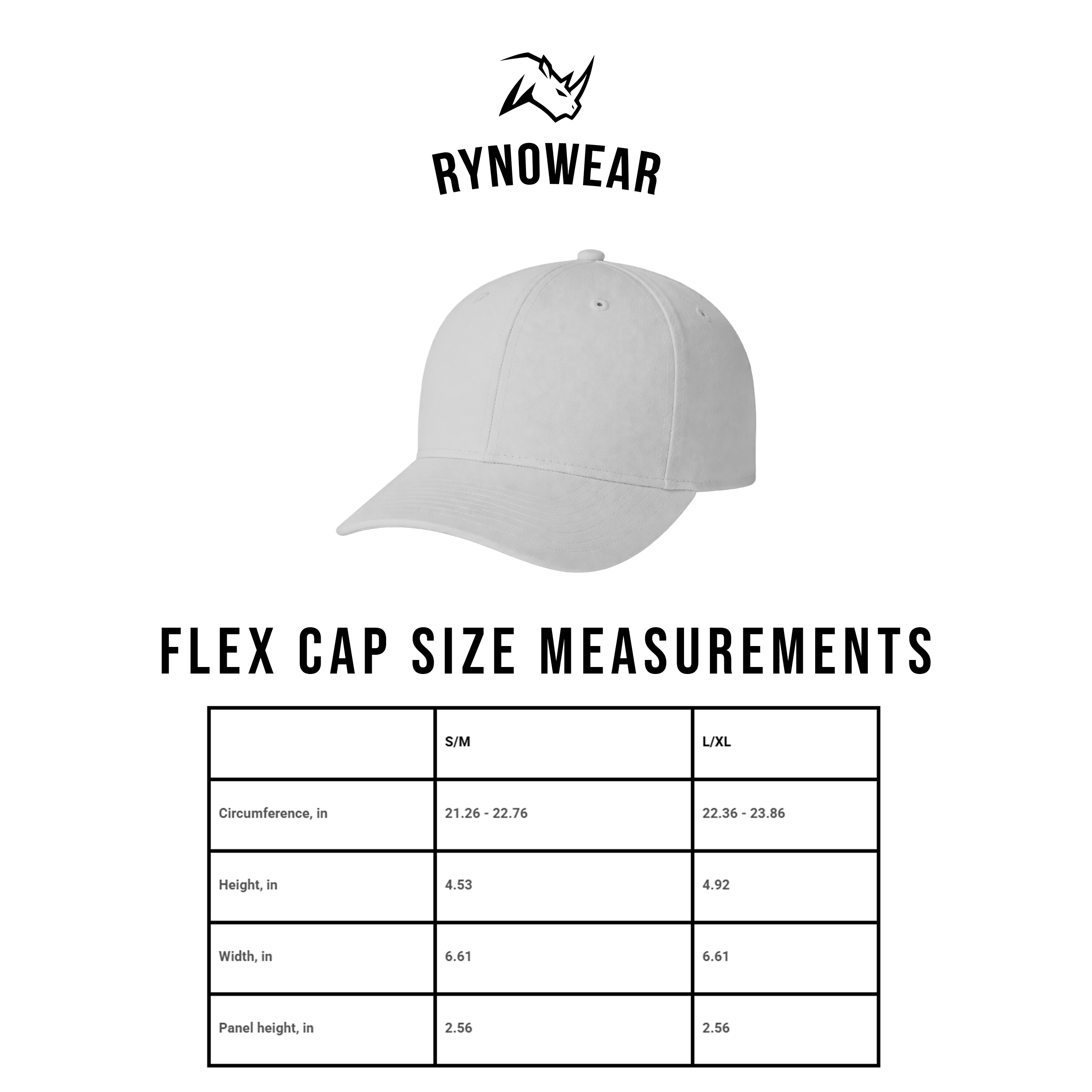 Rynowear flex cap- size chart image